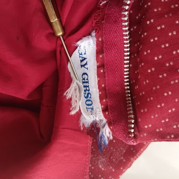 Small Vintage Women's 1960's Top Sleeveless Red Dot Top Ribbon Pleated Country - Picture 8 of 8